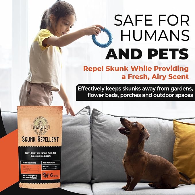 Cousin Carl's Maximum-Strength Skunk Repellent – Natural Deterrent & Odor Eliminator (12-Pack)