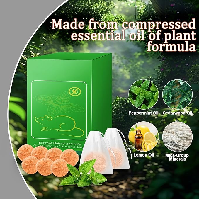 Natural Rodent & Wasp Repellent Balls – 36 Pack, Infused with Peppermint & Citronella Oil – Indoor & Outdoor Use – Long-Lasting Barrier for Home, Garage, RV, Garden