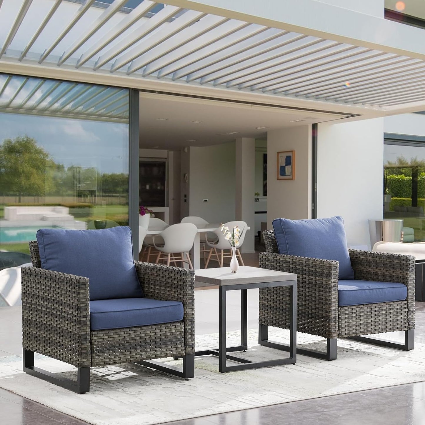 Patio Tables Outdoor Coffee Table - Steel Side Tables End Table for Proch Deck Balcony Garden Squre Grey Tabletop