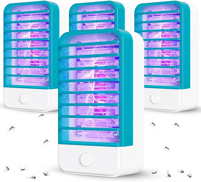 4 Pack Plug in Bug Zappers Indoor Flying Insect Trap, Fly Traps for Indoors, Electronic Mosquito Zappers Killer Gnat Traps with LED Light for Patio, Bedroom, Kitchen, Office, Baby Room