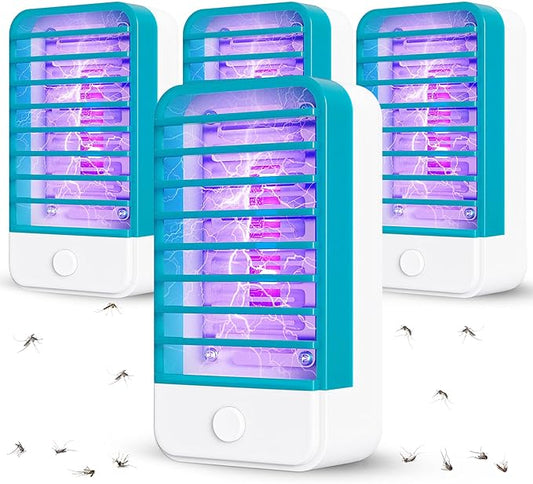 4 Pack Plug in Bug Zappers Indoor Flying Insect Trap, Fly Traps for Indoors, Electronic Mosquito Zappers Killer Gnat Traps with LED Light for Patio, Bedroom, Kitchen, Office, Baby Room