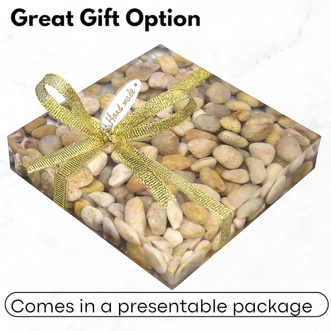 Handmade River Stone Flat Paperweight, Unique Rock Paperweights for Desk, Decorative Paper Weights