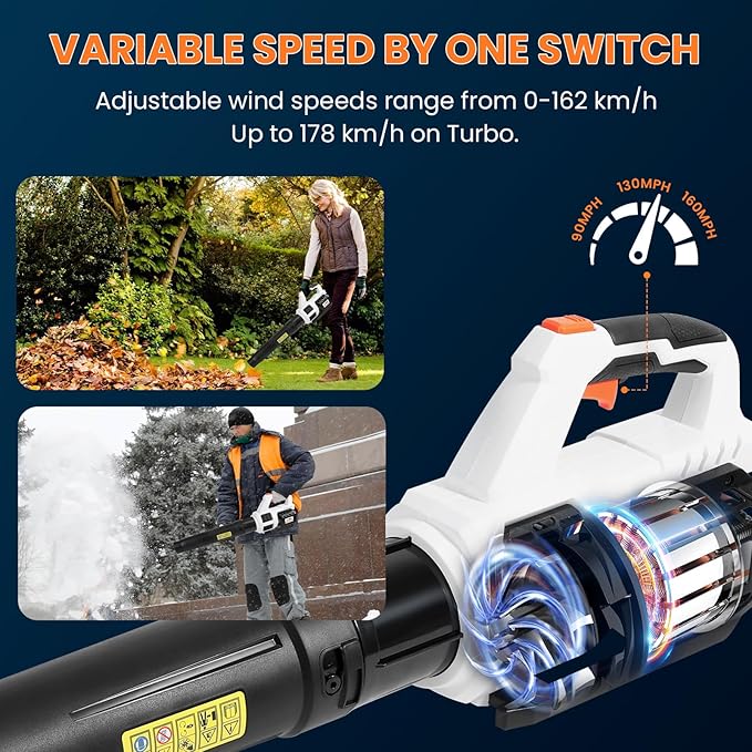 LIGO Cordless Leaf Blower with Brushless Motor, High CFM Turbo Airflow, Lightweight Handheld Design & 4.0Ah Battery - Dual Use for Lawn Care, Yard Debris, and Light Snow Removal