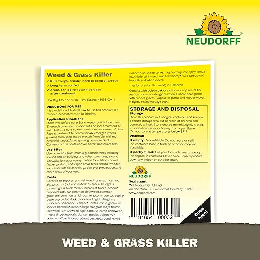 Weed and Grass Killer, See Results in 1 Hour: Kills Weeds – Roots and All, Fast Acting Brush and Vine Killer with Non-staining Formula; Rainfast in 3 Hours Ready-to-Use Spray (32 oz).