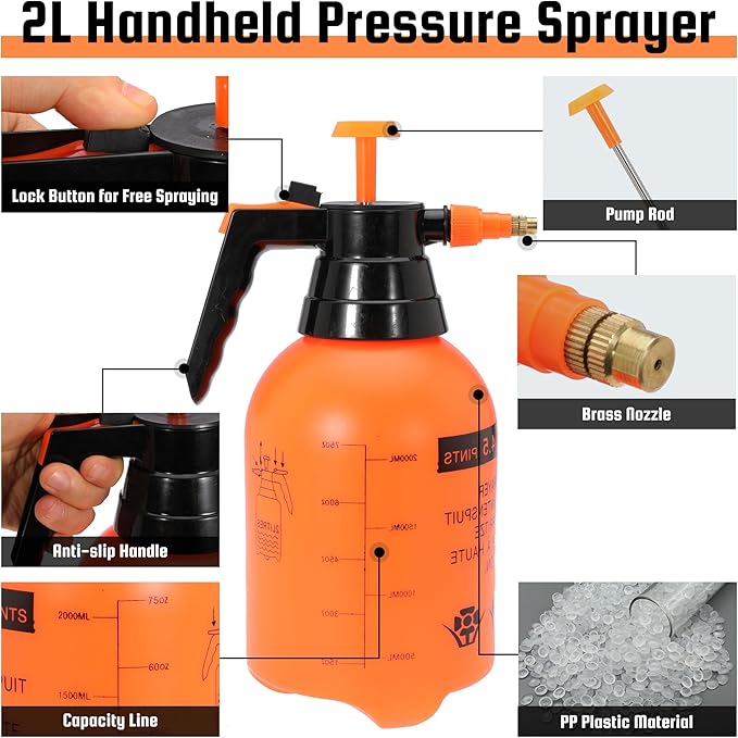 2L (0.5 Gallon) Handheld ULV Fogger Machine, Portable Fogger Sprayer Machine Hand Held Atomizer Ultra Low Volume Sprayer for Home Indoor and Outdoor Use