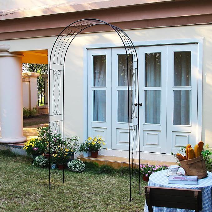 Garden Arch, 94.5" High x 47.2" Wide, Garden Arbor for Various Climbing Plant, Iron Archway Decorative for Outdoor Garden Lawn Backyard Decor Black