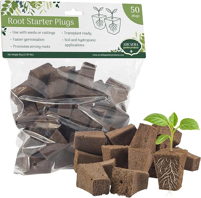 50-Pack Seed Starter Plug for Seedlings and Cuttings, Growth Sponge for Fast Germination and Strong Roots with Soil or Hydroponic Applications