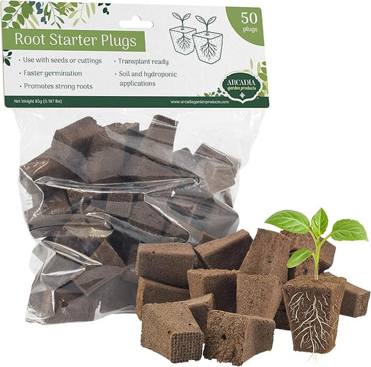 50-Pack Seed Starter Plug for Seedlings and Cuttings, Growth Sponge for Fast Germination and Strong Roots with Soil or Hydroponic Applications
