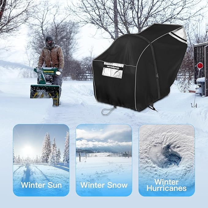 NEVERLAND Waterproof Snow Blower Cover - 600D Snowblower Covers Outdoor Heavy Duty, Snow Thrower Universal Size Fit 62''L x 33"W x 52"H, Compatible with EGO, Toro, Honda, Ariens and Craftsman
