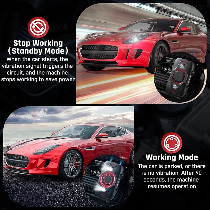 Ultrasonic Rodent Repellent for Car Engines - Under Hood Mouse Repellent with Upgraded 4 LED Strobe Lights, Plug-in & Battery Powered, Keep Rodents Out of Cars, RVs, Trucks, Garage, Indoor, Outdoor