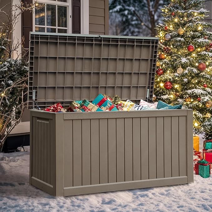 YITAHOME 230 Gallon Outdoor Storage Deck Box, Weather-Resistant Resin, Versatile for Patio Furnishings, Outdoor Cushions, Garden Tools, and Sports/Pool Gear, Taupe