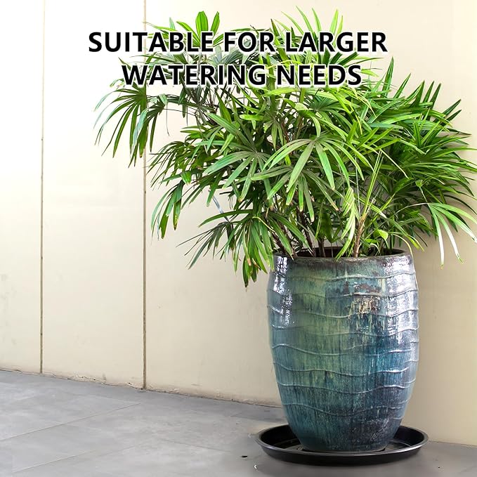 6 Pack 15-Inch Extra Large Black Plant Saucer Trays, Heavy Duty PP Plastic Saucers for Big Flower Pots, Durable Planter Water Catcher Dishes & Strong Garden Patio Drip Trays