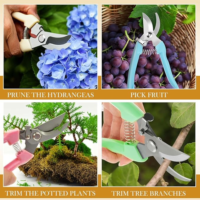 Amylove 24 Pcs Garden Flower Shears Pruning Scissors Heavy Duty Plant Scissors Garden Clippers Hand Bypass Pruner for Gardening Plants Hedge Flower Tree Cutting Miniature Bonsai Modeling(Multicolor)