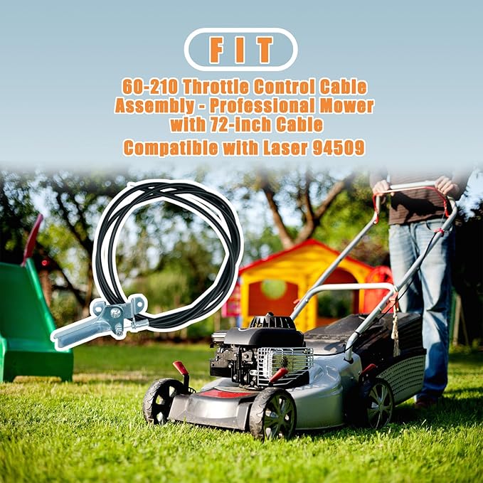 60-210 Throttle Control Cable Assembly - Professional Mower with 72-inch Cable, Compatible with Laser 94509