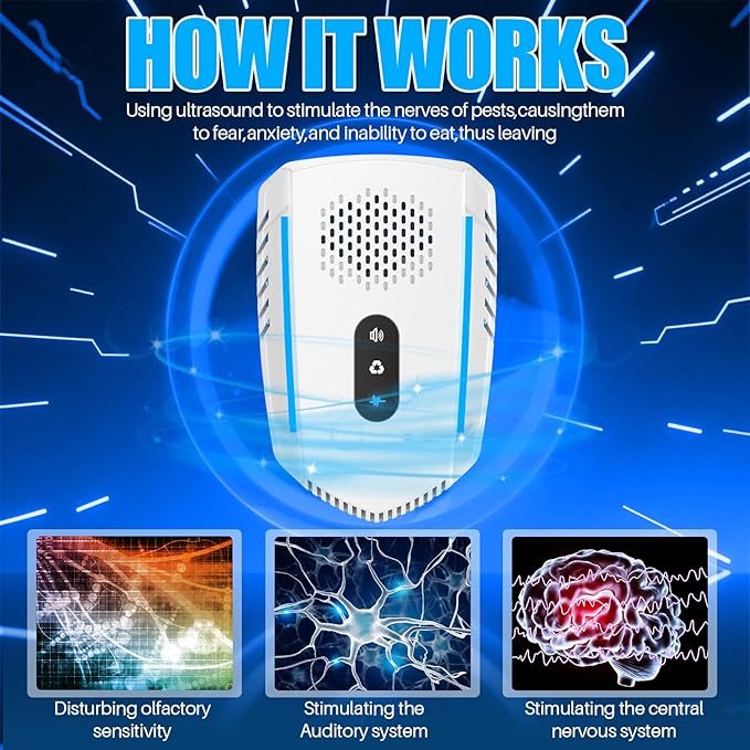 2025 Upgraded Ultrasonic Pest&Insect Repeller,6 Packs Electronic Mouse Ultrasonic Repellent for Roach,Rodent,Bugs,Mosquito,Spider,Ant,Mice Plug in Pest Control Device with 3 Mode Switching