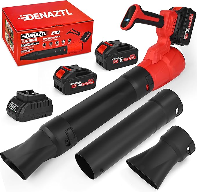 Leaf Blower Cordless - 540CFM 150MPH Electric Leaf Blower with 2 x 4.0Ah Batteries & Fast Charger, 5 Speed Levels, LCD Display, 21V Powered Handheld Blower for Lawn, Yard, Leaves, Dust, and Snow