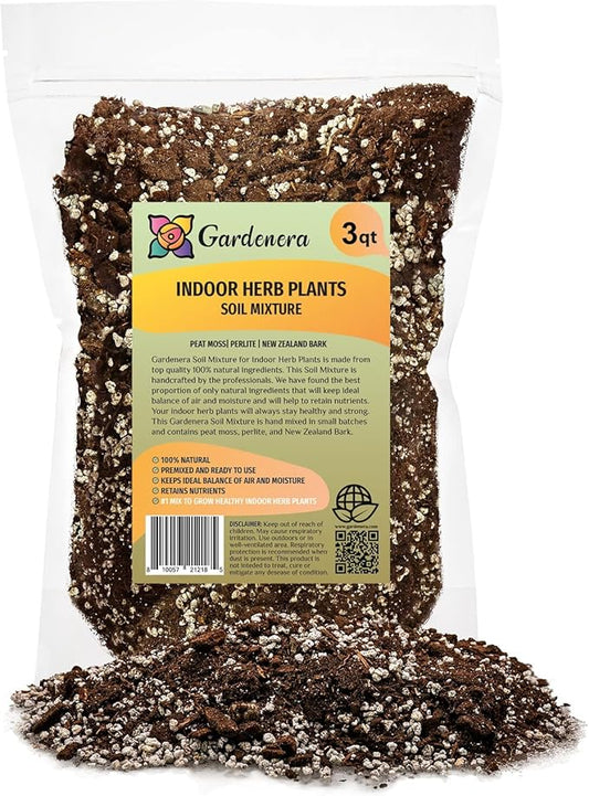 Indoor Herb Planters Soil - Specially Blended Mixture for Growing Kitchen Herbs, 3 Quart Bag