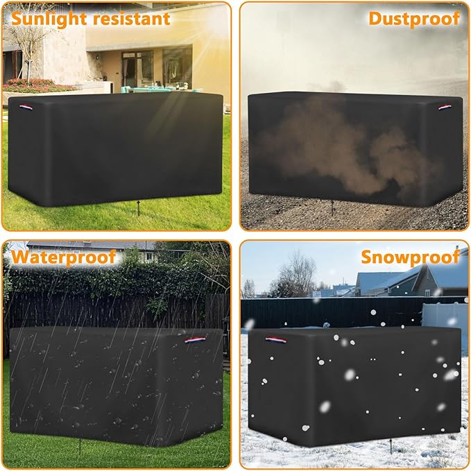 Outdoor Storage Deck Box Cover, Waterproof Outdoor Storage Container Covers 113 Gal ,Heavy Duty Patio Storage Bench Cover for Patio Furniture,59"W x 15"D x 31.5"H