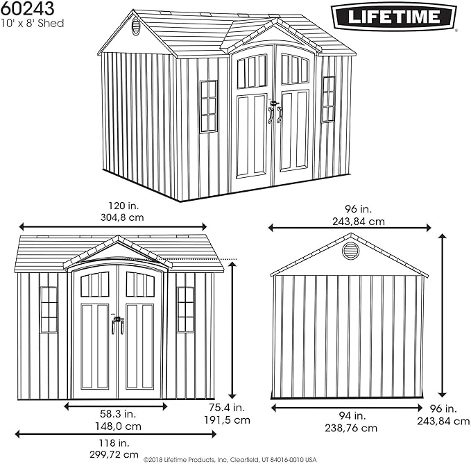 Lifetime 60243 10 x 8 Ft. Outdoor Storage Shed