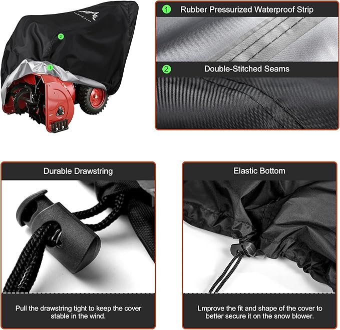 Himal Outdoors Snow Blower Cover-600D Heavy Duty Polyester,Waterproof,UV Protection,Universal Size for Most Electric Two Stage Snow Blowers 58" L x 33" W x 52" H(XL)