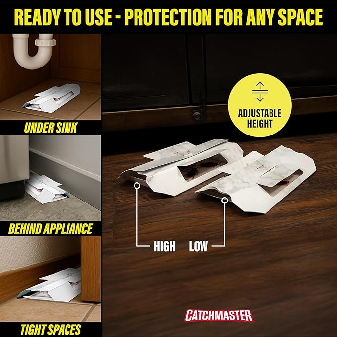 Catchmaster Cockroach Killer Trap with Non-Toxic Roach Bait Used by Pest Professionals (10-Pk) - Sticky Glue Roach Traps for House – Kitchen, Bathroom & Garage, Indoor Pest Control and Bug Catcher