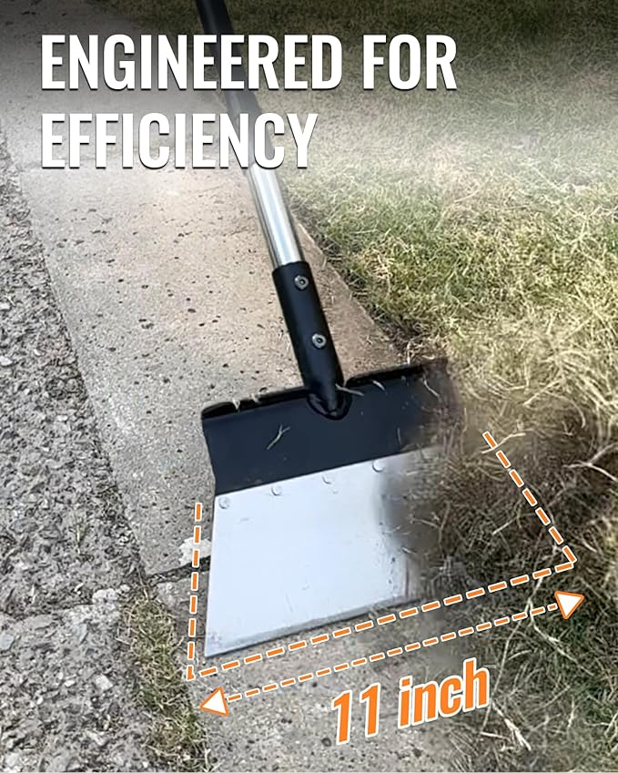 Garden Flat Shovel, Heavy Duty Multifunctional Cleaning Shovel with 60" Adjustable Long Handle, Metal Floor Scraper Tool for Lawn Edging, Weeding, Scraping, Digging, Ice & Snow Removal