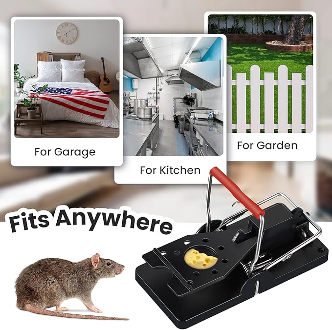 Qualirey 24 Pcs Plastic Mouse Rat Traps House Indoor Quick Effective Safe for Warehouse Garden Kitchen 3.86 x 1.81 x 2.17 Inch (Black,Red)