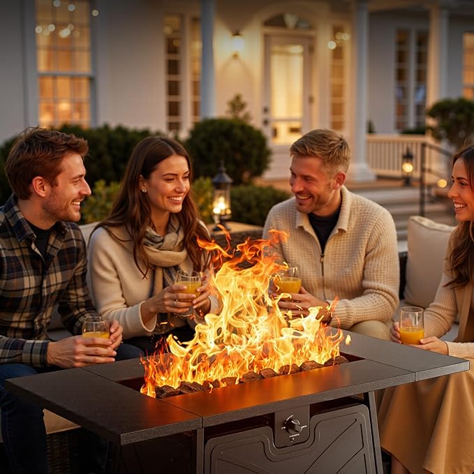 BALI OUTDOORS Propane Fire Pit Patio Outdoor Fire Pit Table Large Firepits for Outside Black