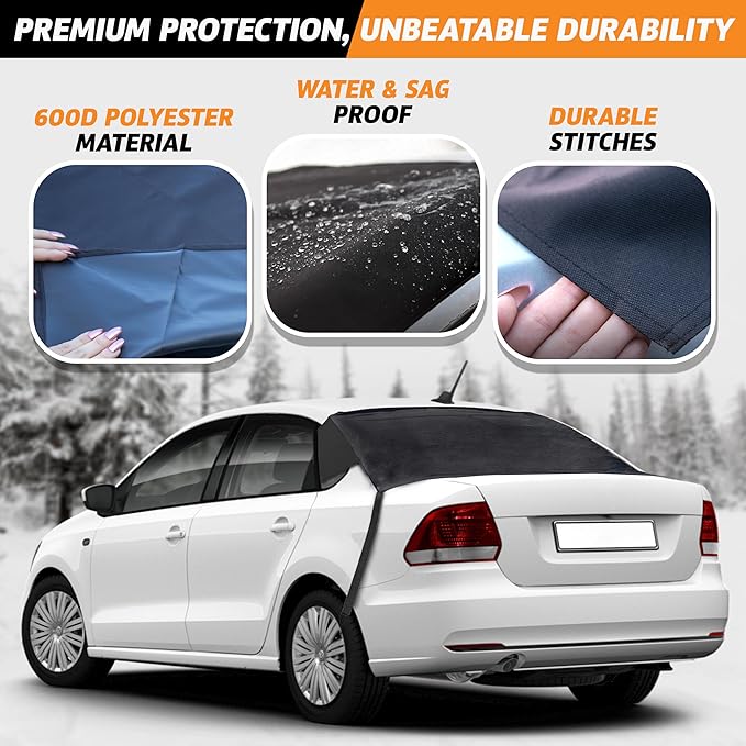 EcoNour Rear Windshield Cover for Ice and Snow | Car Back Window Snow & Frost Cover | Complete Protection from Snow and Other Winter Debris | Winter Car Accessories for Sedan, SUV & Van | Medium