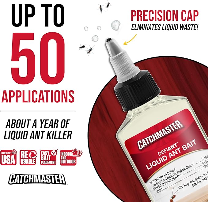 Catchmaster DEFIANT Liquid Ant Bait + 4 Classic Ant Stations + 8 Window Sill Stations Bundle, Multi-Surface Pest Control Traps for Home & Outdoor, Reduce & Remove Colonies