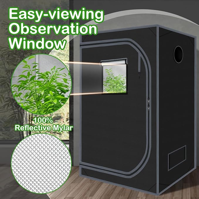 Grow Tent 48"x48"x78" Growing Tents for Indoor Plant 600D Mylar Hydroponic High Reflective Grow Tent for Plant Fruit Flower Veg Growing 4x4