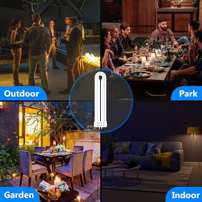 Replacement Bulb for X3,T6, T8, T9 K15 Bug Zapper Outdoor,15W,4-Pin Single U-Shaped Twin Tube Bulb