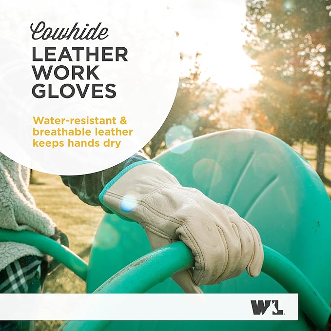 Wells Lamont Women's Water-Resistant Leather Work Gloves | Puncture Resistant, Reinforced, HydraHyde | Large (1167L) , Tan