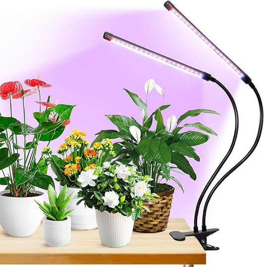 Clip Grow Light for Indoor Plants, Red Blue Spectrum Plant Growing Lamp with 3 Switch Modes,10-Level Dimmable,Auto ON & Off,3/9/12H Timer,Adjustable Gooseneck,1080 Lumen,Input Volateg 10W