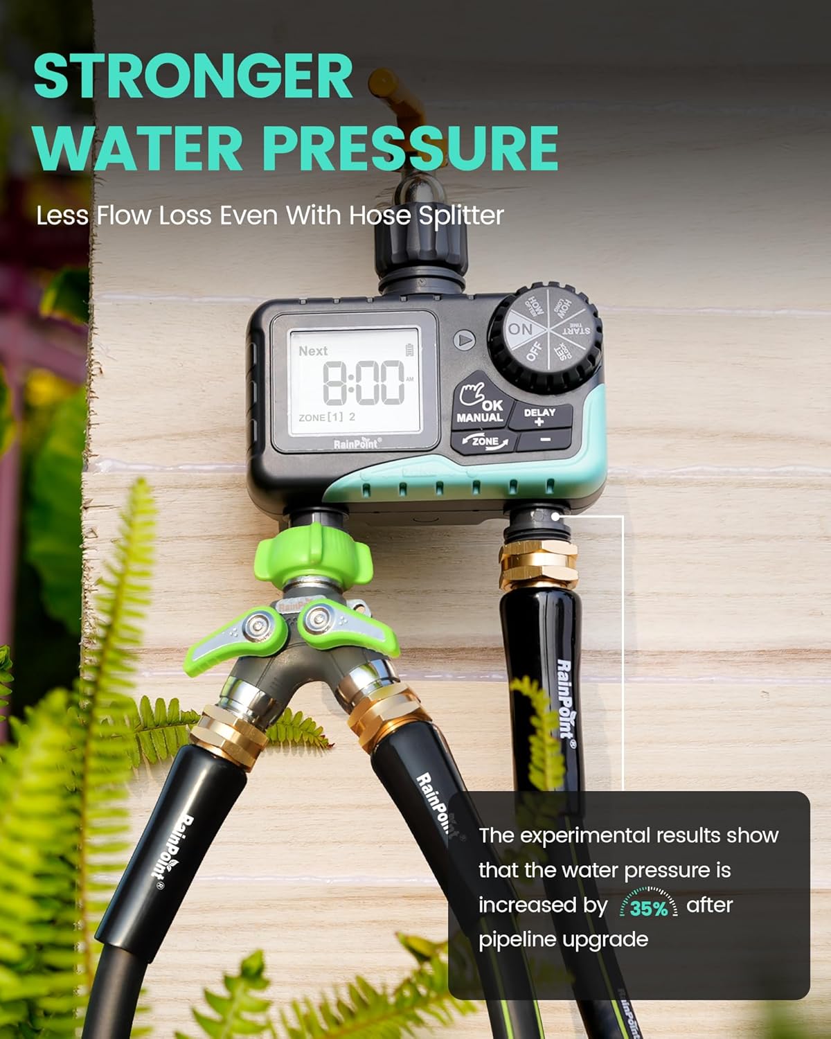 RAINPOINT Sprinkler Timer 2 Outlet, Water Timer for Garden Hose, Programmable Drip Irrigation Timer for Yard Outdoor Watering, Rain Delay/Manual/Automatic System Controller 2.5" LCD, V2, 2023 Release