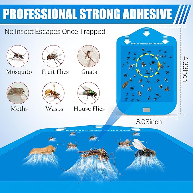 Qualirey 12 Pack Fly Trap Refill Cartridges Compatible with Raid/STEM/Wondercide Flying Insect Traps, Light Trap Refills Strong Glue Card for Fly Insect Bug Mosquito Gnat Traps Indoor