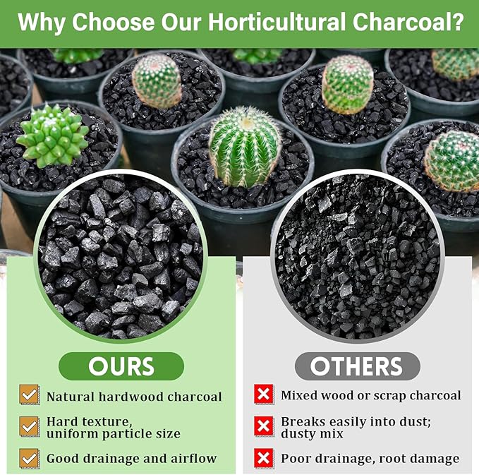 Legigo 2 QT Horticultural Charcoal- Activated Charcoal for Plants, Biochar Soil Amendment for Indoor Plants, Terrariums, Orchids Potting Mix and Gardening