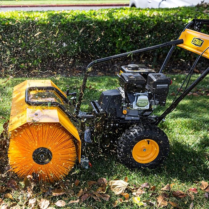 Stark 7.0HP Walk-Behind Power Sweeper Dirt/Debris 31" Brush Broom Clearing Path Engine Gas for Leaves, Dirt, and Gravel