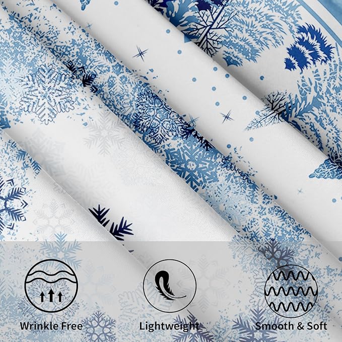 Giwawa Christmas Farmhouse Round Tablecloth 60 inch,Winter Woodland Deer Pine Tree Snowflake Holiday Tablecloths Washable Stainproof Table Cover for Home Restaurant Dining Room Decor