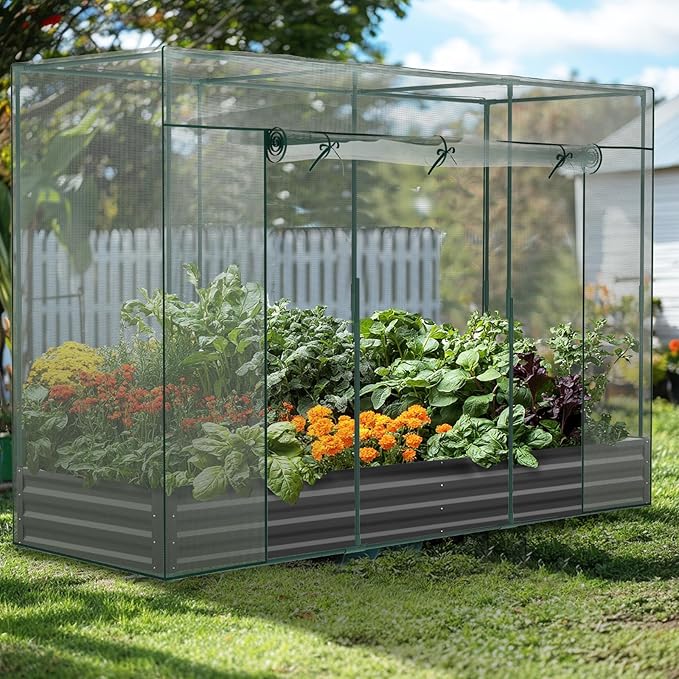 Crop Cages for Garden Plant, 9.8x3.3x6 Ft Plant Protection Netting Tent with Zippered Door, Raised Bed Cover, Garden Bed Cover with Frame, Wind-Resistant Plant Cages for Outdoor Plants