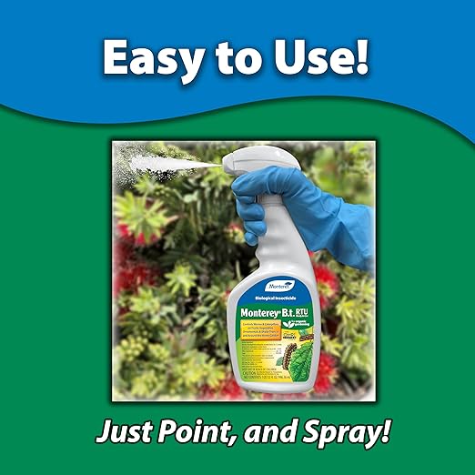 Monterey B.t. Bundled with Measuring Spoon - Organic Caterpillar Killer - Ready to Use Spray - 32 oz