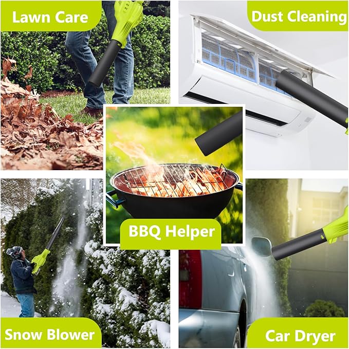 Leaf Blower Cordless with 2X 4.0Ah Batteries and Charger, 60Mins Lasting 150MPH Cordless Blower, Powerful Electric Leaf Blowers for Lawn Care, Patio, Yard, Leaves, Grass and Snow