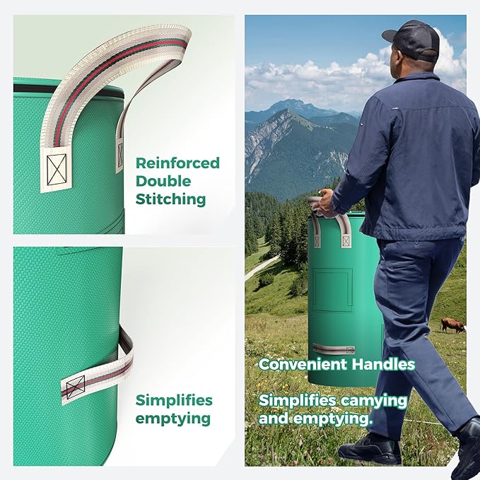 Compost Bin Outdoor - 14.39 Gallon Breathable Thickened Reusable Garden Yard Waste Bags, Composting Bin for Outside Garden with Faster Composting & Odor Reduction