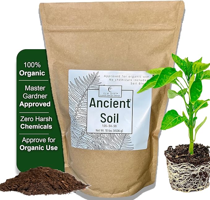 Elm Dirt Premium Ancient Soil for All Plants - Organic for Outdoor & Indoor Use | Garden Soil for Plant Nutrients Growth & Protect From Bugs - Roots Organic, 10lbs