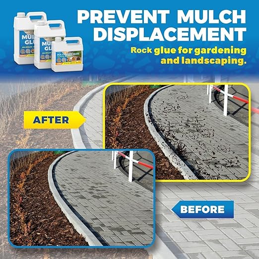 Make 42oz Rock Glue for Landscaping, Concentrated Mulch Glue, Gravel Binder for Pea Gravel, Bark, Waterproof Clear Outdoor Mulch Anchor, Stone Stabilizer for Paths, Patios, Driveways & Garden Border