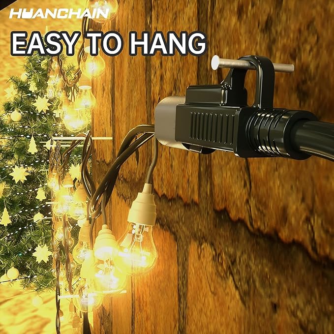 HUANCHAIN Black Outdoor Extension Cord 100 FT Waterproof, Flexible 16/3 Gauge Heavy Duty Power Cord Extension 3 Prong 10A 1250W SJTW ETL Listed