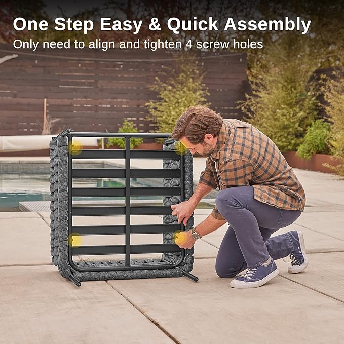 EAST OAK Modern 3 Pieces Patio Conversation Set, Armchairs with Coffee Table, Outdoor Furniture Set with Cushion, Earth Black & Misty Grey