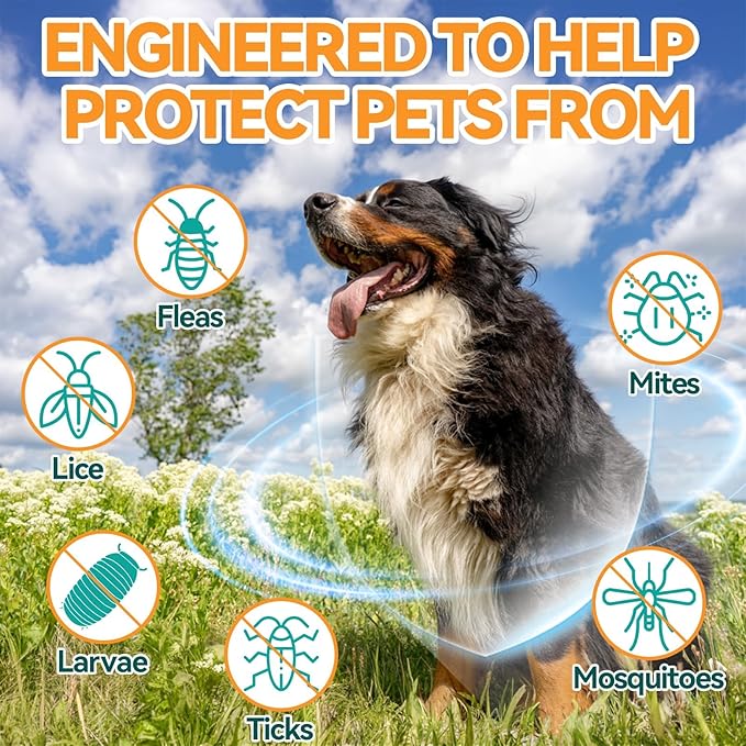 Flea & Tick Support for Dogs, Natural Flea and Ticks Comfort for Dog with Fish Oil, Flea & Tick Liquid Herbal Drop for Dogs - All Breeds & Ages - Chicken