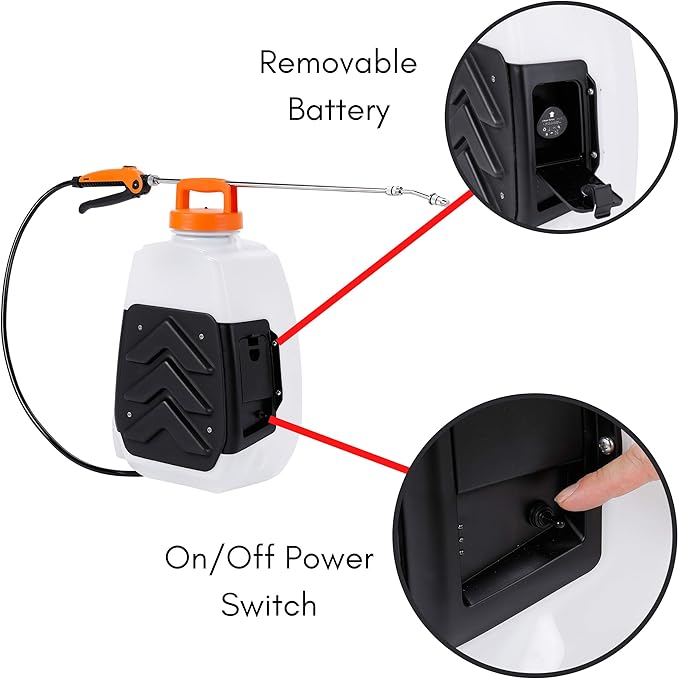 BIRDROCK HOME 4-Gallon Battery-Powered Garden Sprayer - Adjustable Stainless Steel Wand, Lightweight, Rechargeable 12V Lithium Battery, Ideal for Lawn, Garden, and Outdoor Spaces