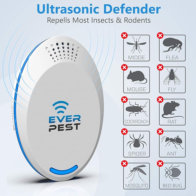 Ultrasonic Pest Control Repeller (2-Pack) Plug in Flea Rat Roach Mosquito Cockroaches Rodent Spider Scorpion Fruit Fly Insect Indoor Plug Repellent